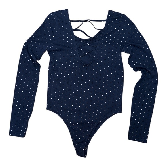 Atmosphere Navy Polka Dot Bodysuit - Picture 2 of 3